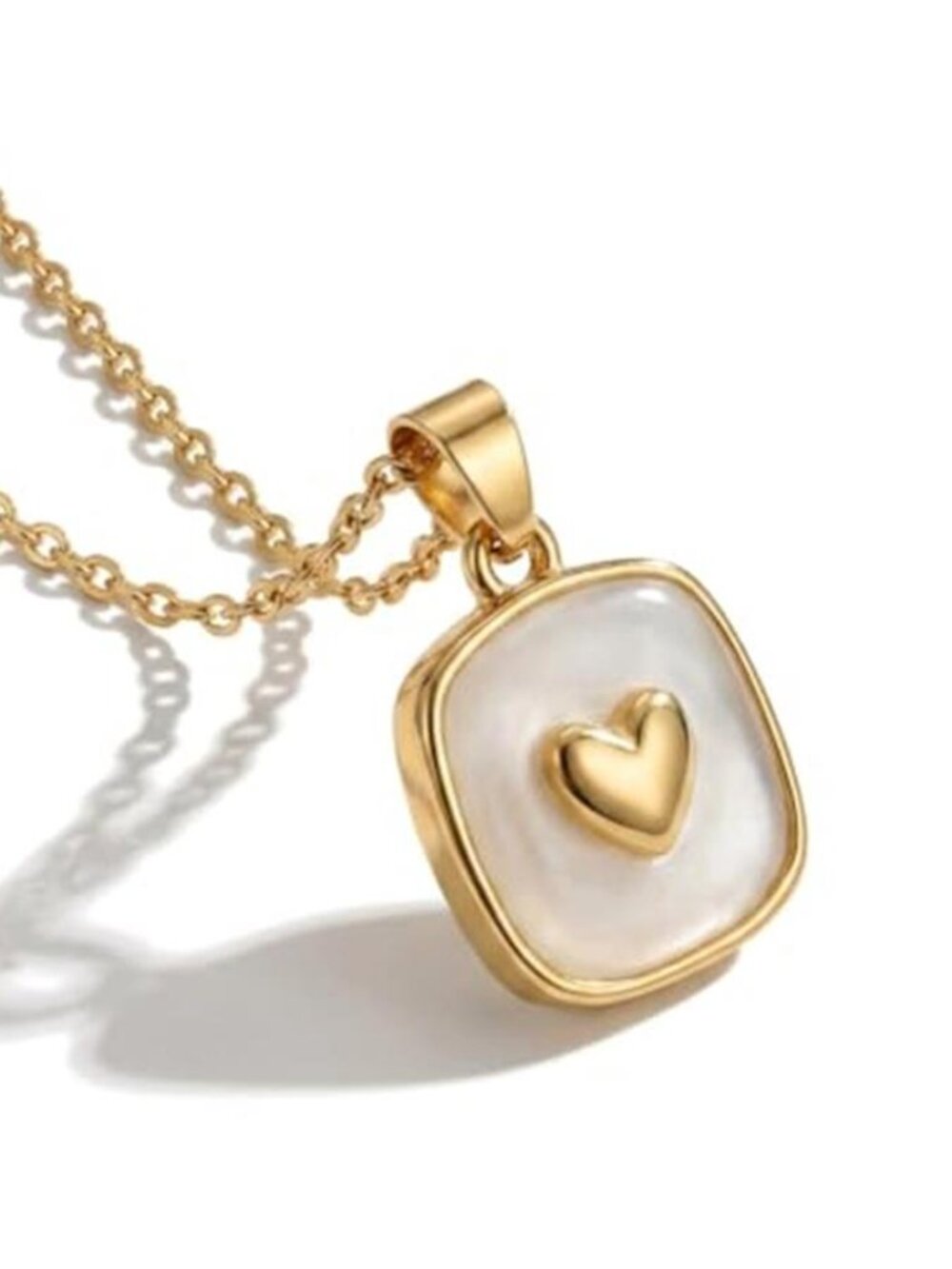 14K Gold Plated Dainty Cross Necklace White Stone Minimalist Faith Pendant